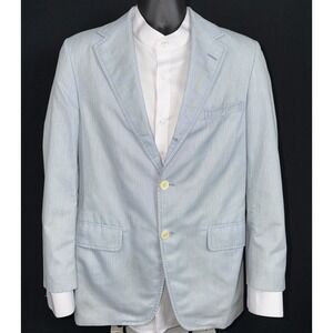 Haspel Men's Blue & White Pinstriped Sport Coat Blazer Size 40R